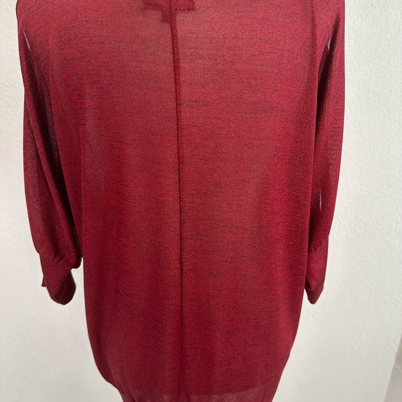 Buff Red Knit Fabric Cold Shoulder Blouse - Picture 6 of 8